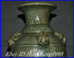 Antique Old China Dynasty Ru kiln Porcelain Mouse Rat Flower Bottle Vase