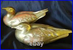 Antique Oriental Chinese Porcelain Red & Gold Encrusted Birds Figurines Signed