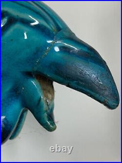 Antique Pair Chinese Export Porcelain Turquoise Glazed Phoenix Birds