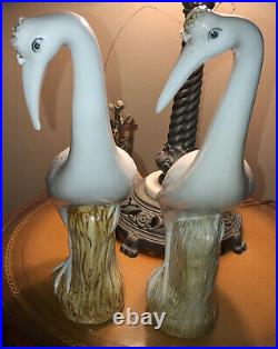 Antique Pair of 16 Tall Porcelain Herons