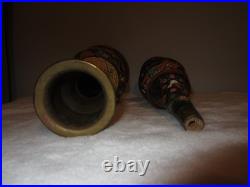 Antique Persian Enamelware Brass Qajar Hookah Porcelain Floral Bird Hand-Painted