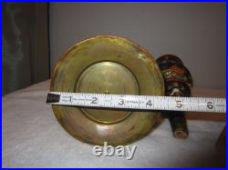 Antique Persian Enamelware Brass Qajar Hookah Porcelain Floral Bird Hand-Painted