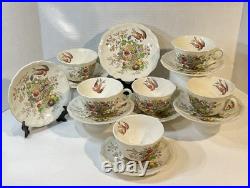 Antique Plate And Tea Cup Set, 8 Plates 6 Cups, Royal Doultan, made In England