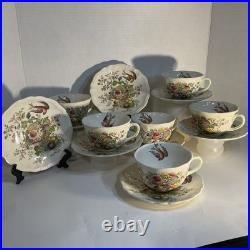 Antique Plate And Tea Cup Set, 8 Plates 6 Cups, Royal Doultan, made In England
