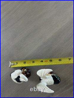 Antique Porcelain little Pair of Figurines Birds Chinese Cranes Marked Bottom