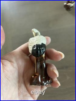 Antique Porcelain little Pair of Figurines Birds Chinese Cranes Marked Bottom
