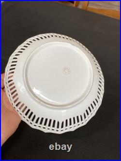 Antique Reticulated Lace Edge Porcelain Pastel Yellow Pink Mallard Duck Pheasant