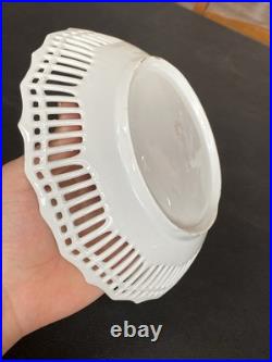 Antique Reticulated Lace Edge Porcelain Pastel Yellow Pink Mallard Duck Pheasant