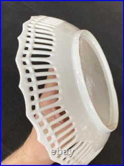 Antique Reticulated Lace Edge Porcelain Pastel Yellow Pink Mallard Duck Pheasant