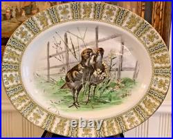 Antique Royal Doulton Lge Platter with Wild Birds 14x17, c1905, Unusual & RARE