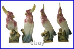Antique Royal Dux Cockatoo Figurines Pair Vintage Bohemia Porcelain