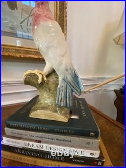 Antique Royal Dux Cockatoo Figurines Pair Vintage Bohemia Porcelain