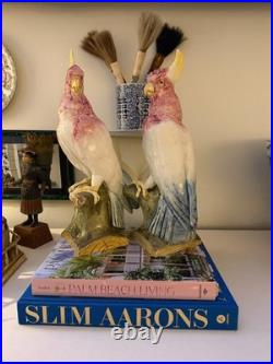 Antique Royal Dux Cockatoo Figurines Pair Vintage Bohemia Porcelain