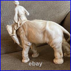 Antique Royal Dux Elephant And Rider Porcelain Statue Figurine Hand Painted