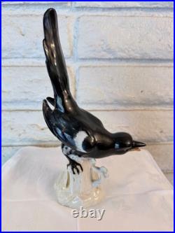Antique Royal Vienna Magpie Porcelain Bird Figurine
