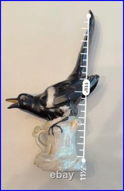 Antique Royal Vienna Magpie Porcelain Bird Figurine