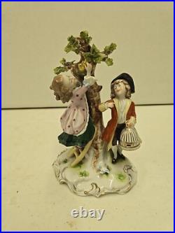 Antique Schiebe-Alsbach Thuringia Porcelain Children Bird Catcher Group Figurine
