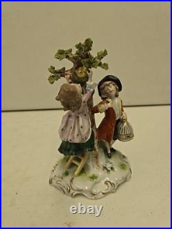Antique Schiebe-Alsbach Thuringia Porcelain Children Bird Catcher Group Figurine