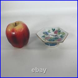 Antique Signed Chinese Famille Rose Bird Porcelain Footed Disk
