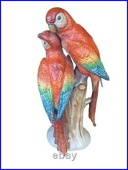 Antique Sitzendorf Porcelain Parrots Bird Statue Germany