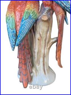 Antique Sitzendorf Porcelain Parrots Bird Statue Germany