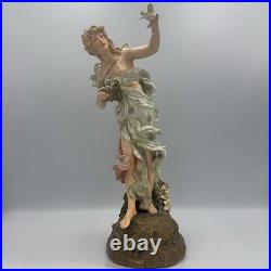Antique Turn Wien Vienna Austria 4045 Porcelain Lady w Bird Crown Mark