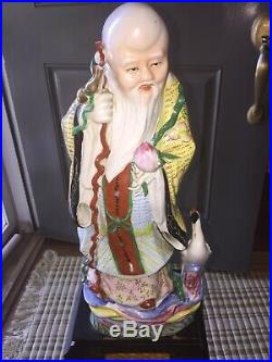 Antique/VTG Chinese Famille Porcelain Buddha Statue God Shou Lao Figure