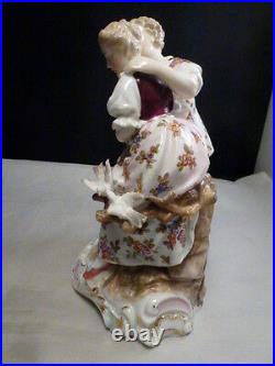Antique Volkstedt German COUPLE BIRDS DOVES Porcelain Figurine 19TH CENTURY