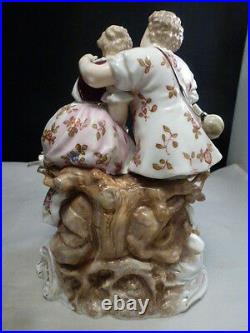 Antique Volkstedt German COUPLE BIRDS DOVES Porcelain Figurine 19TH CENTURY