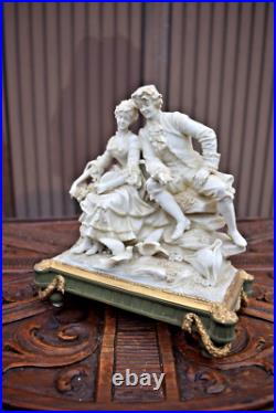 Antique german Muller Schwarza marked porcelain bisque statue figurine birds