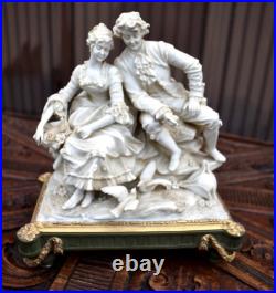 Antique german Muller Schwarza marked porcelain bisque statue figurine birds