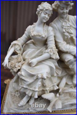 Antique german Muller Schwarza marked porcelain bisque statue figurine birds