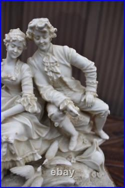 Antique german Muller Schwarza marked porcelain bisque statue figurine birds