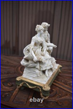 Antique german Muller Schwarza marked porcelain bisque statue figurine birds