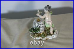 Antique german meissen porcelain marked statue figurine birds cage