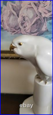 Art Deco Hutschenreuther Germany Porcelain Sittich Bird Figurine White Gold 10