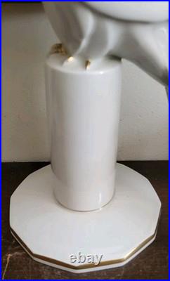 Art Deco Hutschenreuther Germany Porcelain Sittich Bird Figurine White Gold 10
