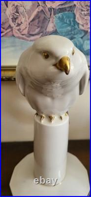 Art Deco Hutschenreuther Germany Porcelain Sittich Bird Figurine White Gold 10