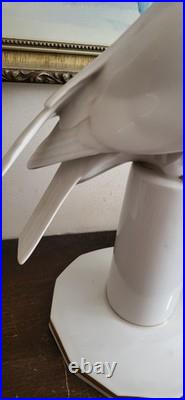 Art Deco Hutschenreuther Germany Porcelain Sittich Bird Figurine White Gold 10