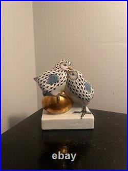 Authentic Herend Bird Porcelain Figurines Detailed With 24k Gold