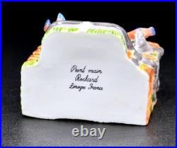 Authentic Rochard Limoges Bird Bath Fountain Trinket Box Doves Bluebirds France