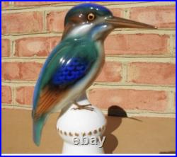 BAVARIA GERMANY Hand Paint Porcelain KINGFISHER BIRD FIGURINE Rare Antique