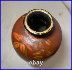BIG antique 19th century Japanese Meiji red totai cloisonné porcelain bird vase