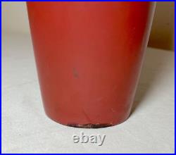 BIG antique 19th century Japanese Meiji red totai cloisonné porcelain bird vase