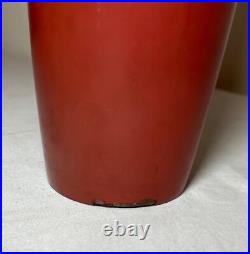 BIG antique 19th century Japanese Meiji red totai cloisonné porcelain bird vase