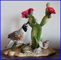 BOEHM Gambel's Quail Covey Flowering Cactus 300 Limited Edition Figure Statue