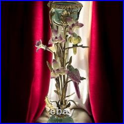 BRONZE PORCELAIN CANDLE HOLDER Statue Birds Decor Art Flower Home Gift Rare
