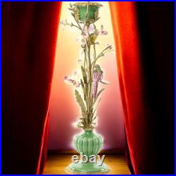 BRONZE PORCELAIN CANDLE HOLDER Statue Birds Decor Art Flower Home Gift Rare