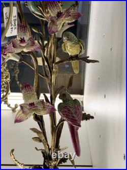 BRONZE PORCELAIN CANDLE HOLDER Statue Birds Decor Art Flower Home Gift Rare