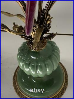 BRONZE PORCELAIN CANDLE HOLDER Statue Birds Decor Art Flower Home Gift Rare